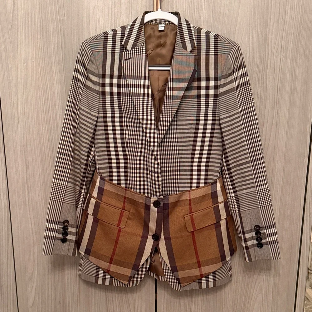 Burberry Brown Plaid-Lined Blazer - Picture 1 of 4